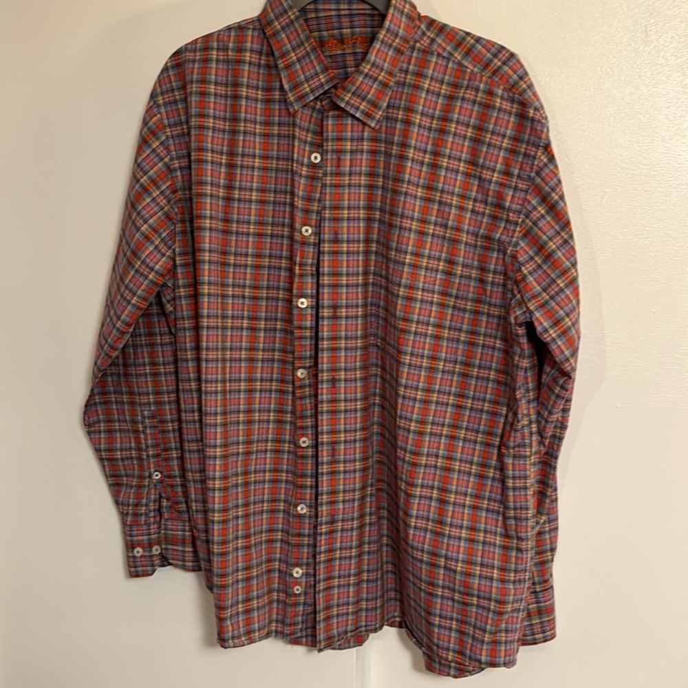 Alan Flusser Mens All Over Print Casual Button-Up Shirt XL